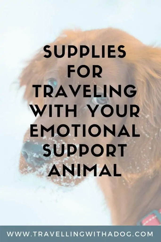 image with text overlay: supplies for travelling with your emotional support animal
