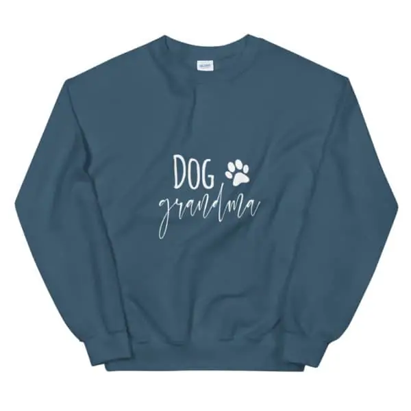 teal "dog grandma" sweater