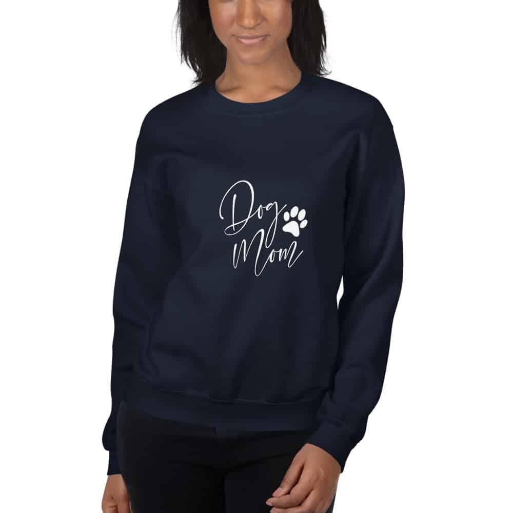 black "dog mom" sweater