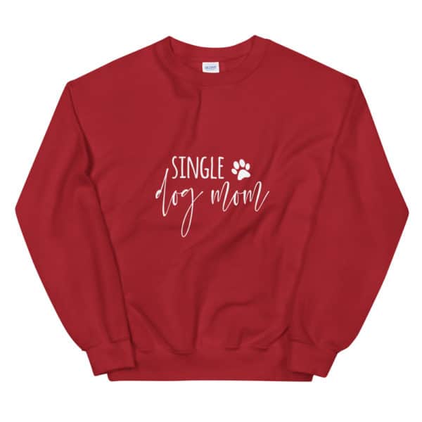 red "single dog mom" sweater