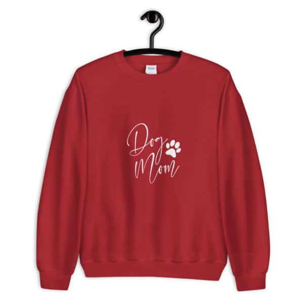red "dog mom" sweater