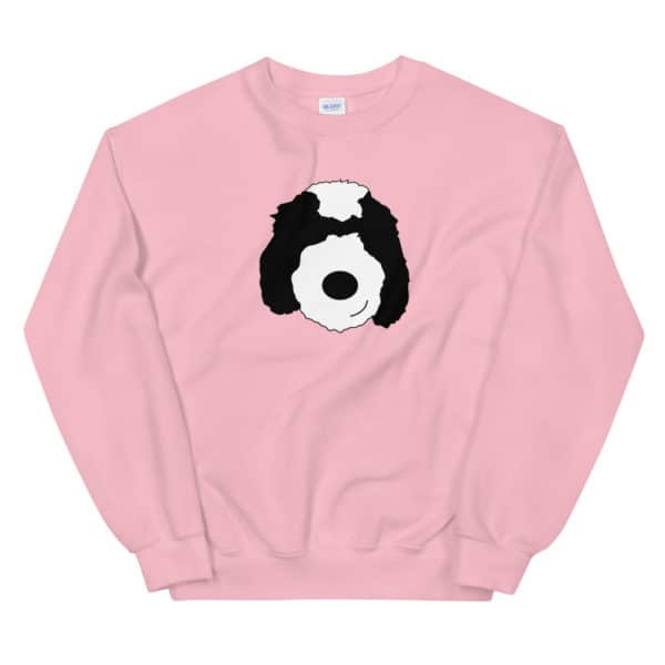 pink sweater with cartoon dog face