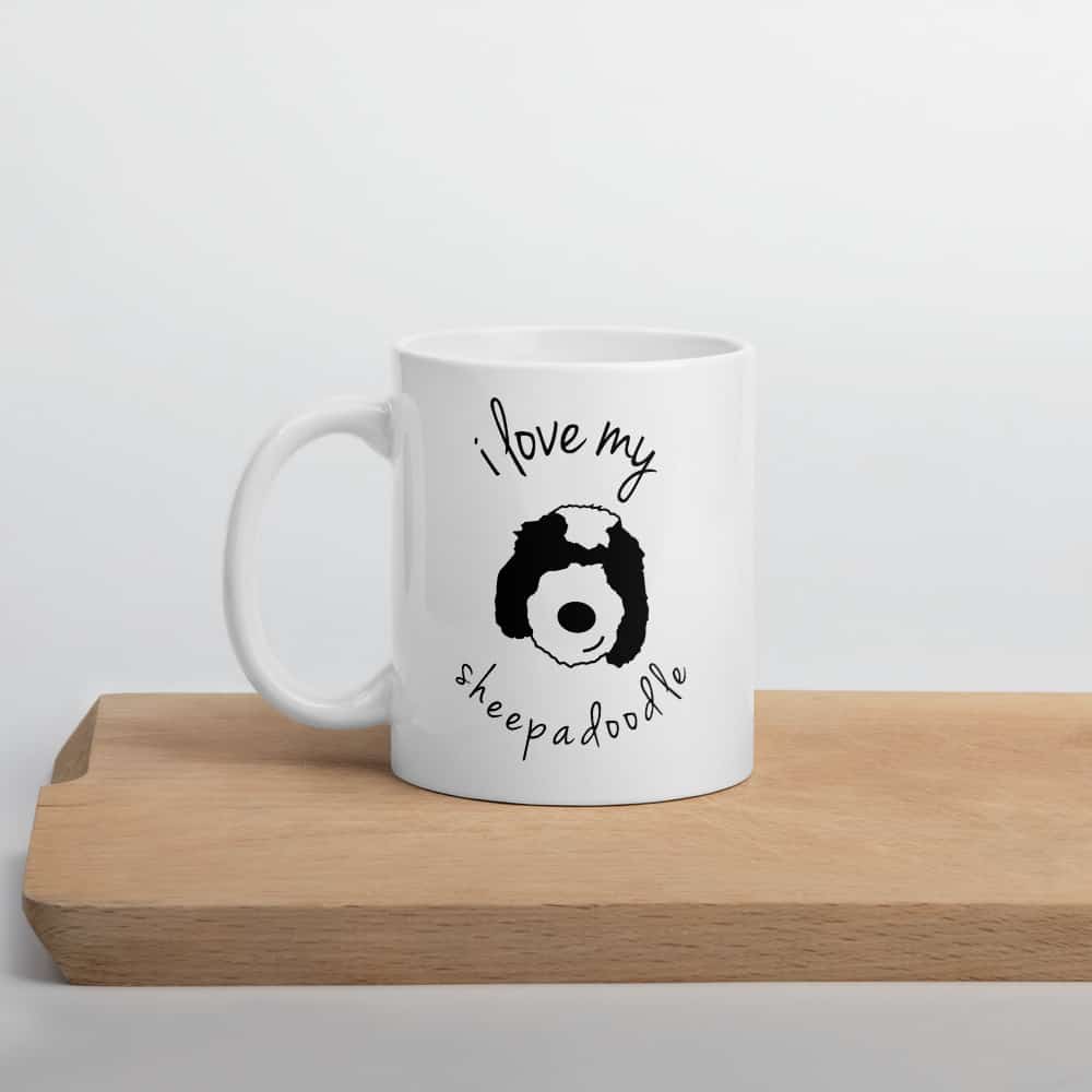 coffee mug with picture of dog's cartoon face