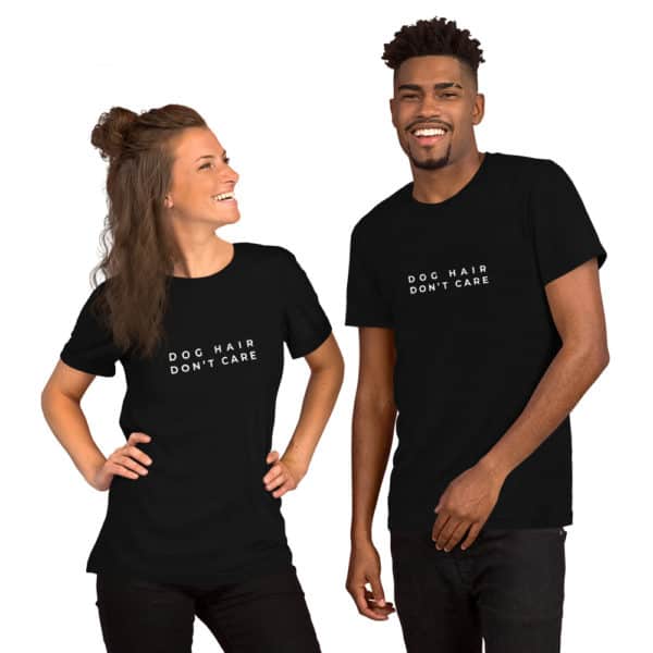 man and woman wearing black tshirts