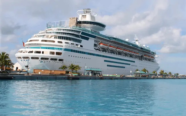 A cruiseship in the water