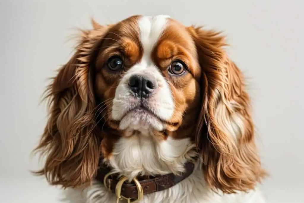 Closeup of a Cavalier King Charles Spaniel dog.